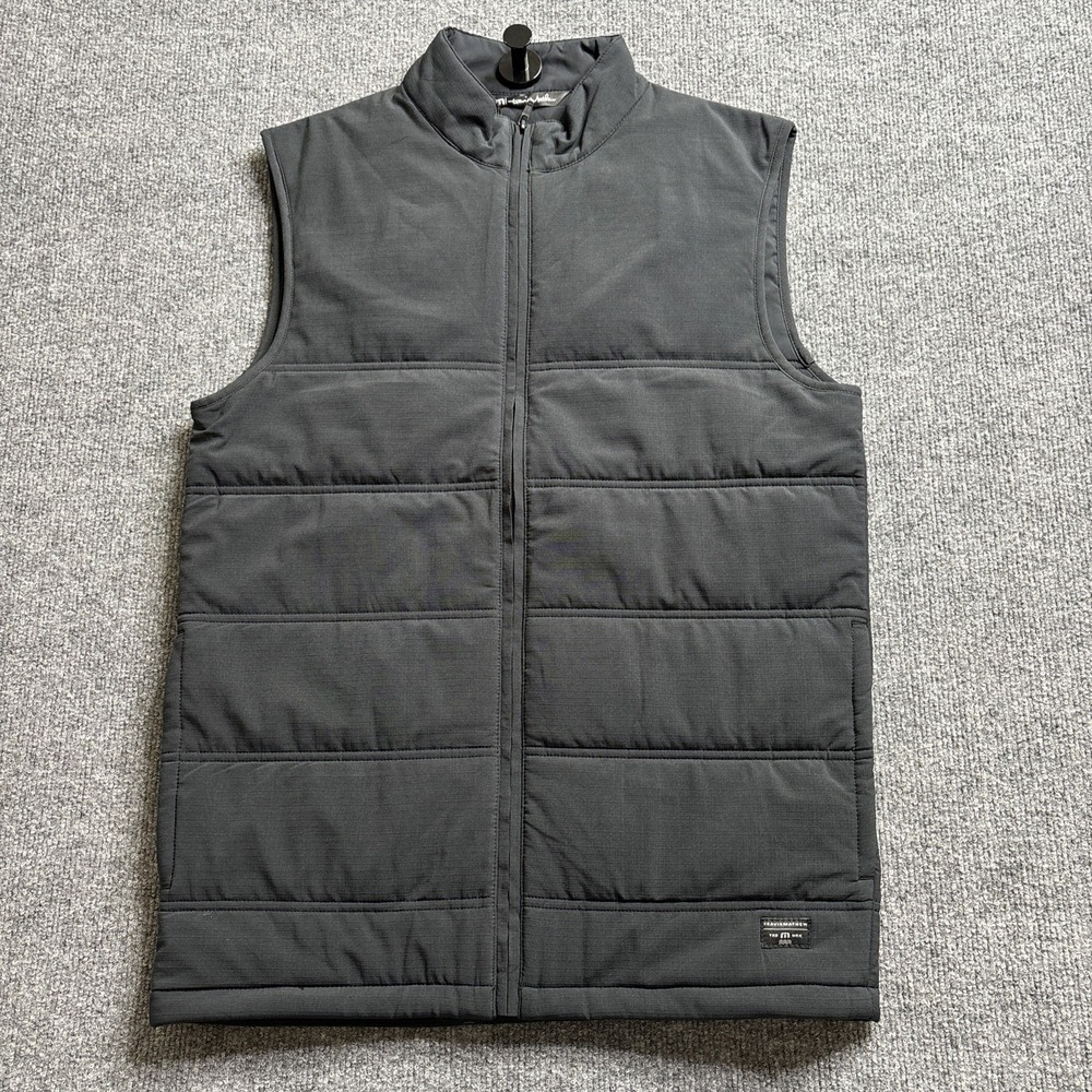 Travis Mathew Cold Bay Vest Men's Small Black Full Zip Pockets Quilted Golf NWT